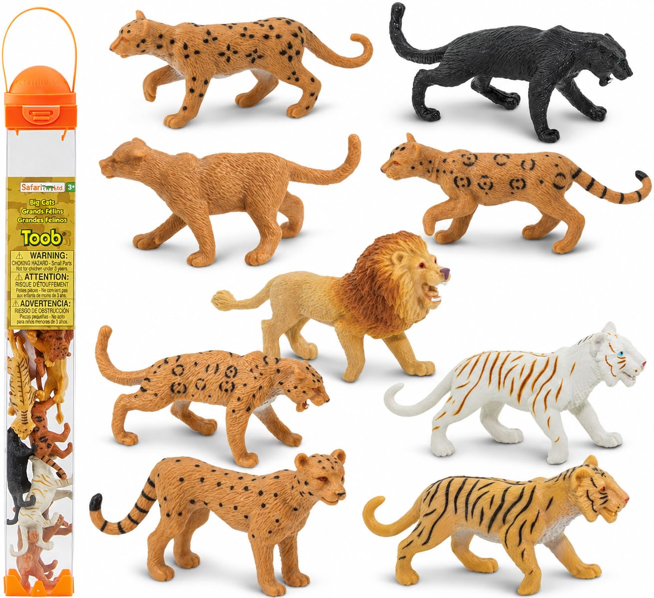 Safari Ltd. Big Cats Toob - 9 Mini Wildlife Figurines Toy Set for